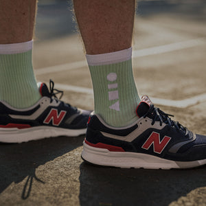 Clay Active's mint sport sock with New Balance shoe. Training sock made in Australia, made for style and performance.