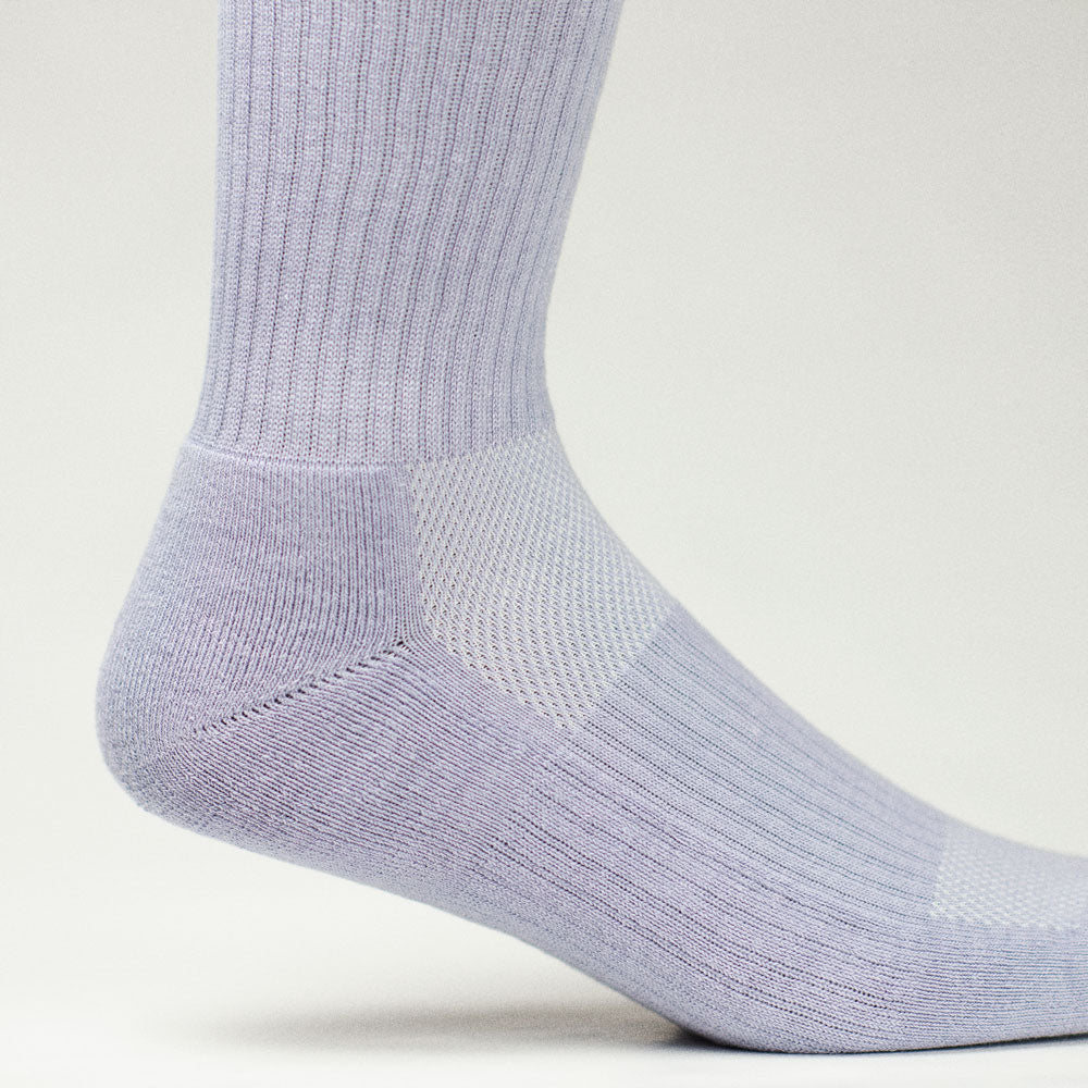 Clay Active men's athletic crew sock close up showing ventilation.