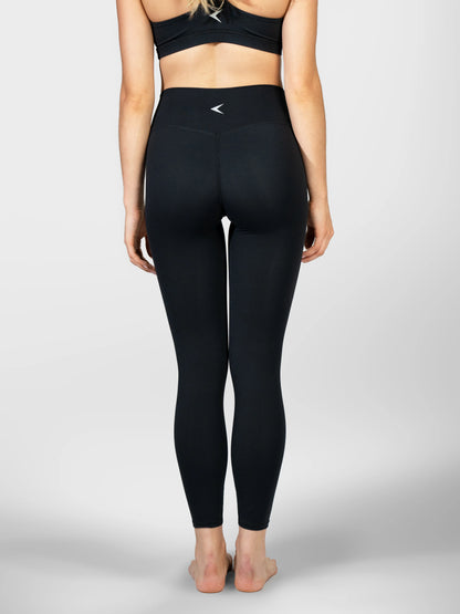 Back view of Clay Active seamless leggings made from sustainable recycled nylon.