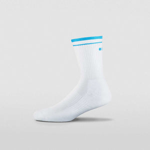 Men's white tennis socks made by Clay Active. Made in Australia.