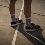 Clay Active's lavender sport sock with New Balance shoe. Training sock made in Australia, made for style and performance.